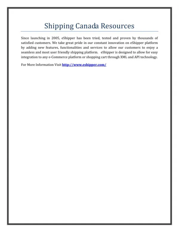Shipping Canada Resources