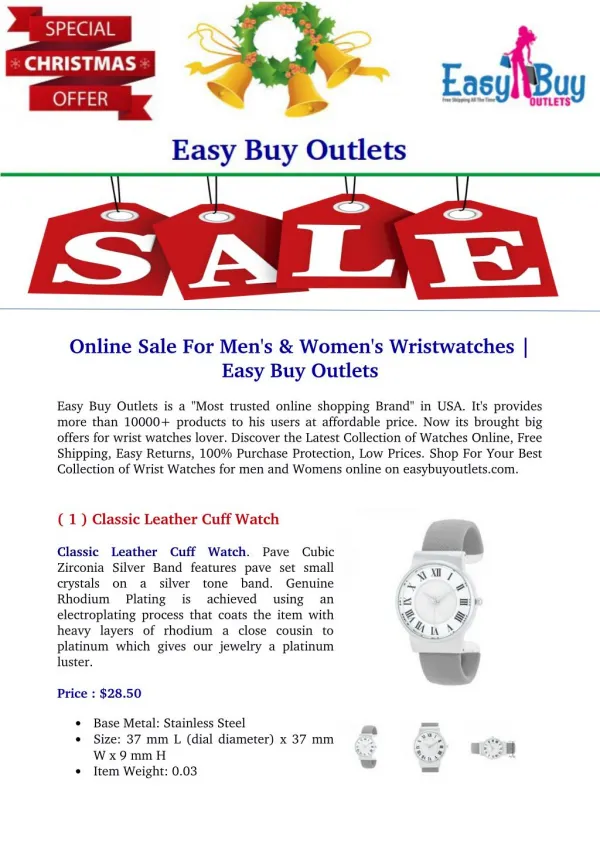 Online Sale For Men's & Women's Wrist Watches | Easy Buy Outlets