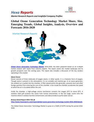 Ozone Generation Technology Market Share, Industry Growth And Overview 2016-2020: Hexa Reports - slide 1