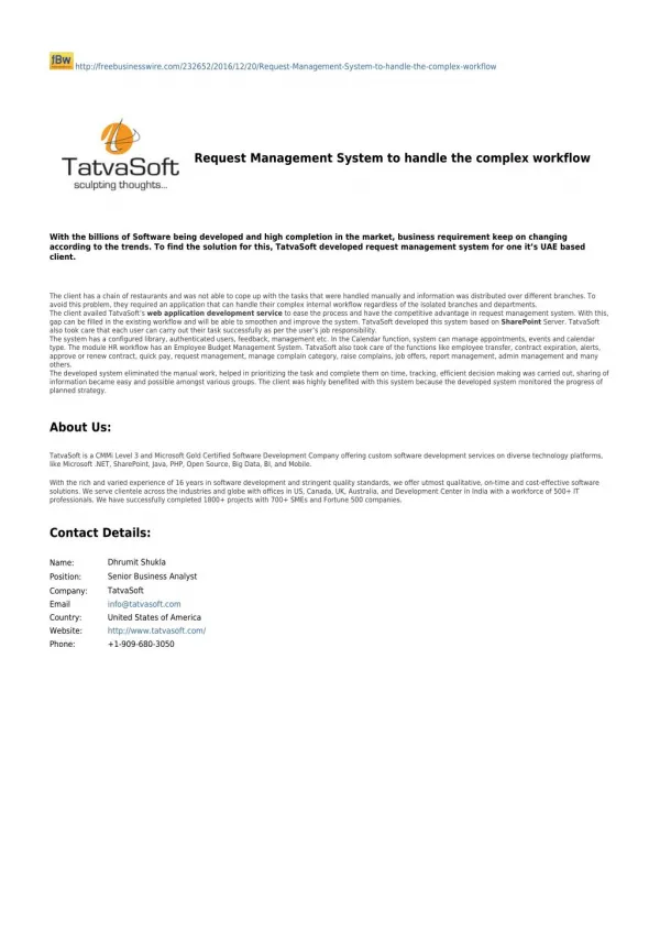 Request Management System to handle the complex workflow