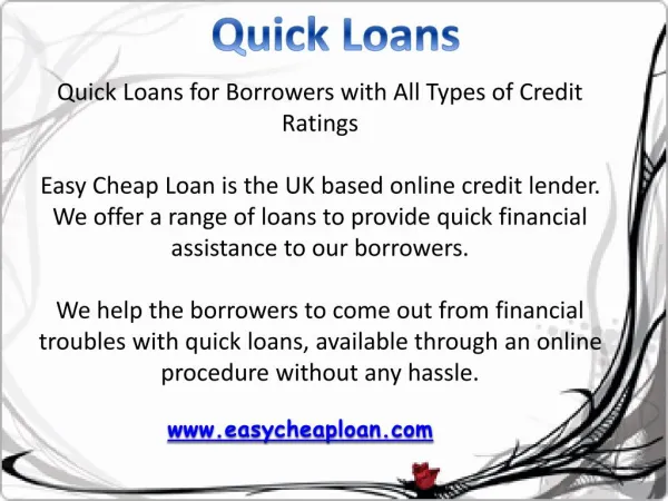Quick loans for bad credit people | Easy Cheap Loan