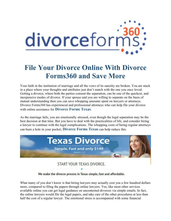 Divorce Forms Texas