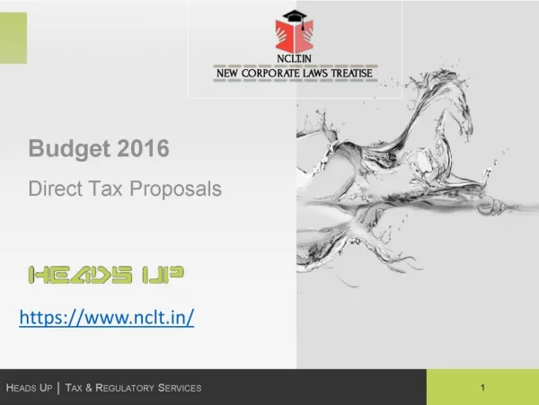 Budget 2016 proposals on direct taxes - NCLT