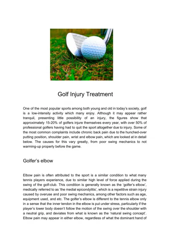 Golf Injury Treatment