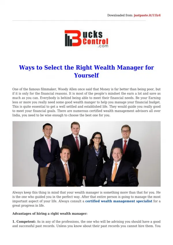 The Right Wealth Manager for Yourself
