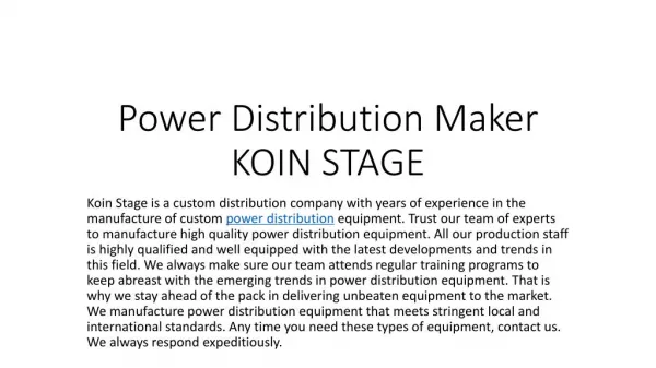 power distribution box manufacturer