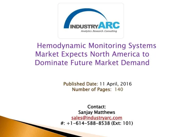 Hemodynamic Monitoring Systems Market Happy With Hospital Adoption Rates | IndustryARC