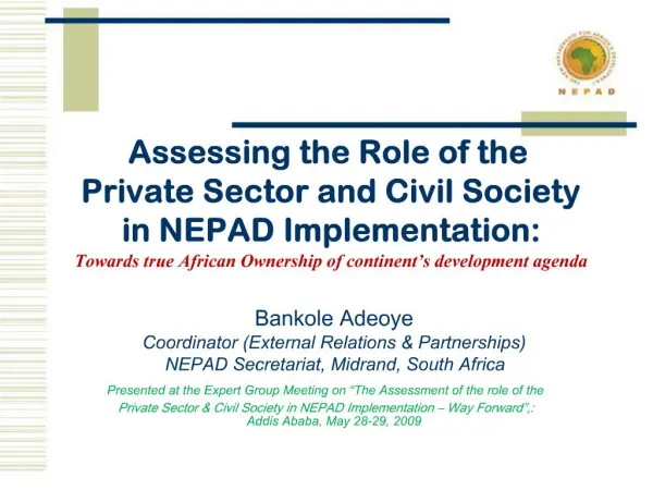 Assessing the Role of the Private Sector and Civil Society in NEPAD Implementation: Towards true African Ownership of co