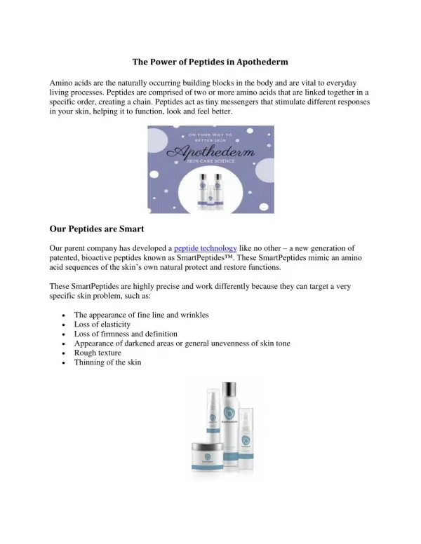 The Power of Peptides in Apothederm