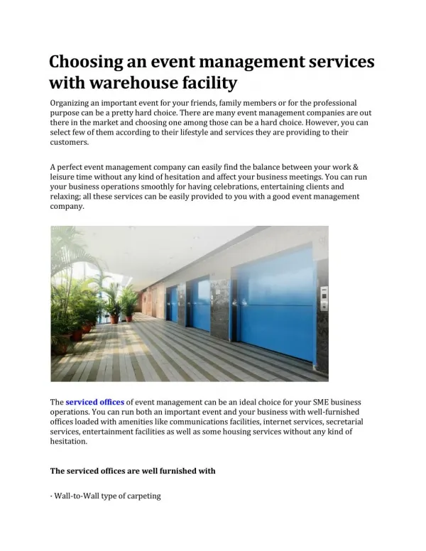 Choosing an event management services with warehouse facility