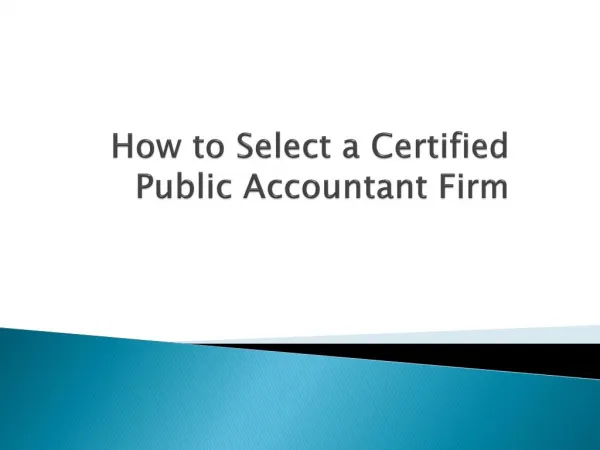 How To Select A Certified Public Accountant Firm