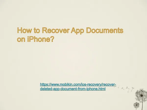 How to Recover App Documents on iPhone?