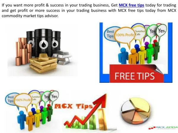 MCX Free Tips Today by Our Expert - MCXadda