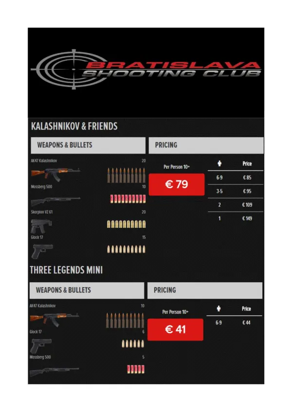 Target shooting in Bratislava - Packages