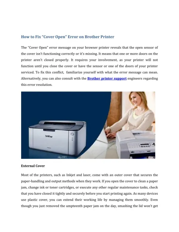 How to Fix “Cover Open” Error on Brother Printer