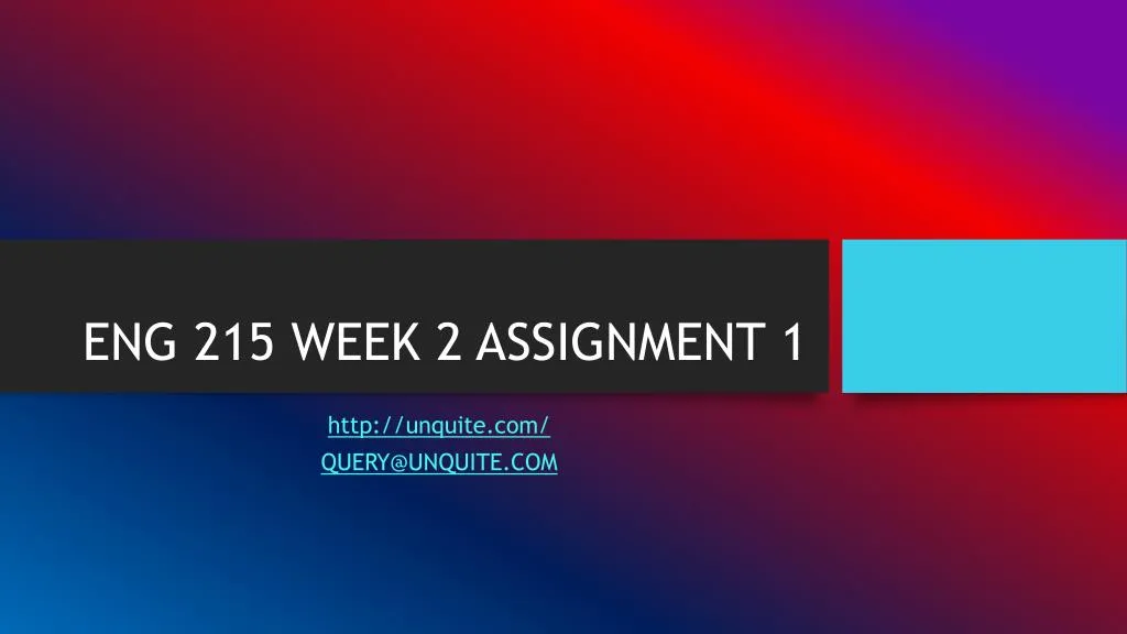 eng 215 week 2 assignment 1
