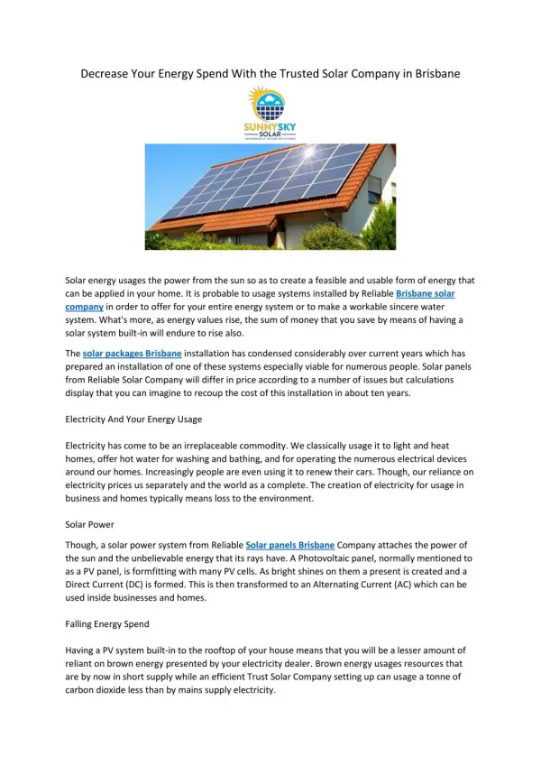 Decrease Your Energy Spend With the Trusted Solar Company in Brisbane
