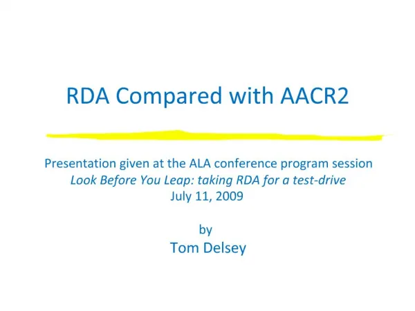 RDA Compared with AACR2