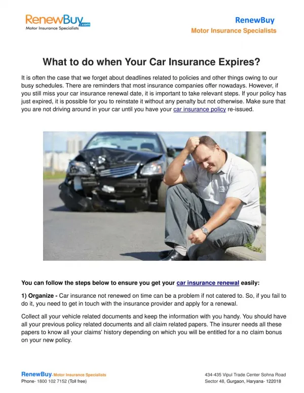 What to do when Your Car Insurance Expires?