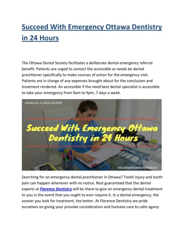 Succeed With Emergency Ottawa Dentistry in 24 Hours