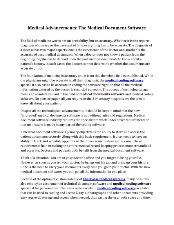 Medical Advancements: The Medical Document Software