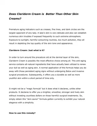 Does Clariderm Cream is Better Than Other Skin Creams? - slide 1