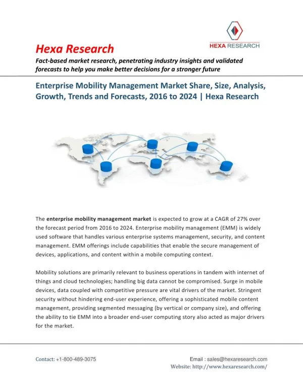 Enterprise Mobility Management Market Size | Industry Report, 2024 | Hexa Research