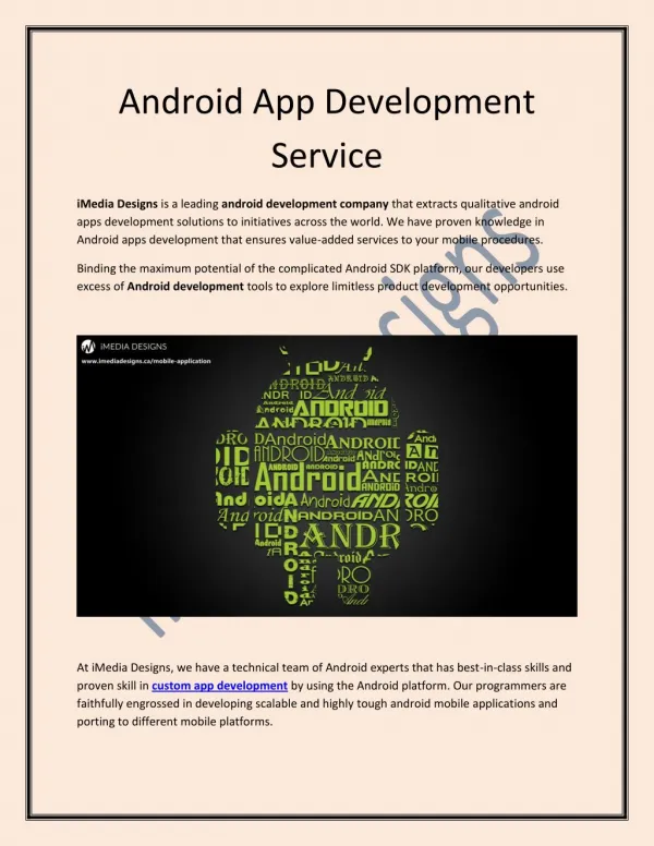 Android App Development Service Toronto, Canada - iMedia Designs