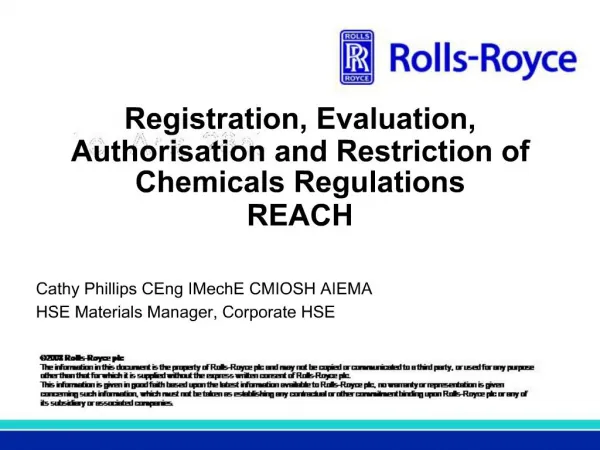 Registration, Evaluation, Authorisation and Restriction of Chemicals Regulations REACH