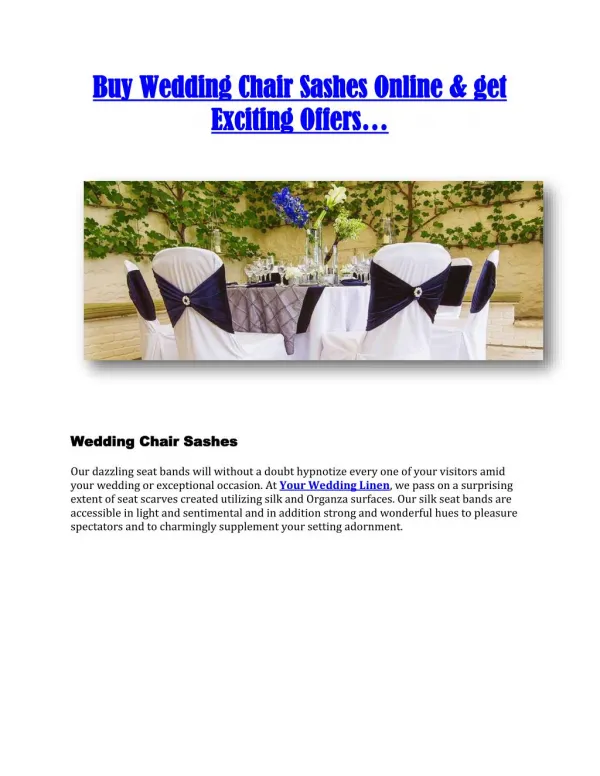 Online Wedding Chair Sashes at affordable cost...