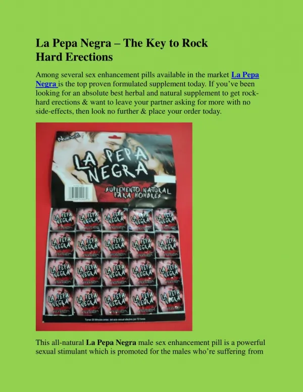 La Pepa Negra – The Key to Rock Hard Erections