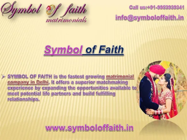SymbolofFaith is the Best Marriage Bureau in Delhi