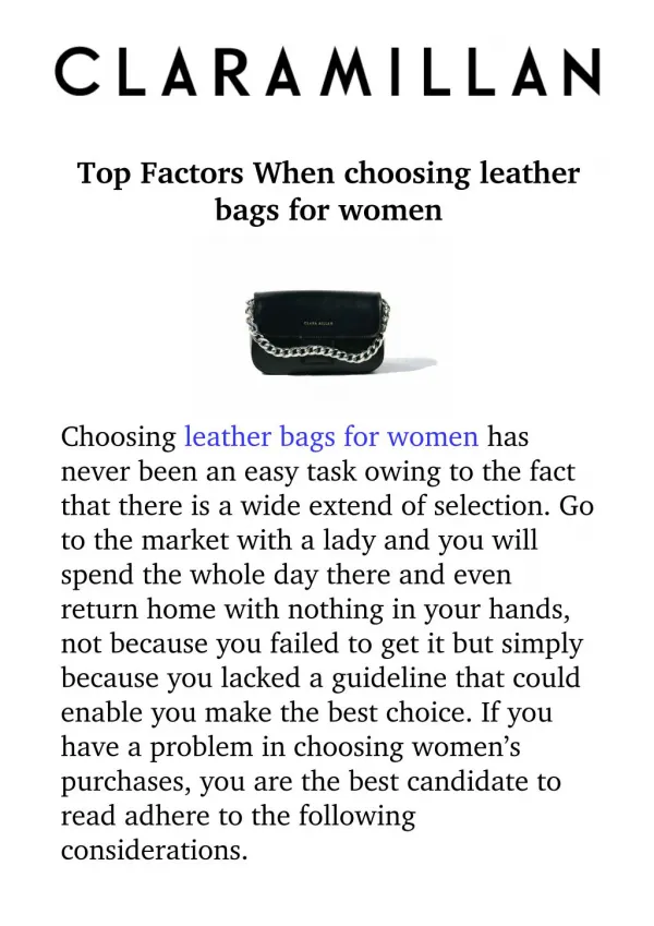 Top factors when choosing leather bags for women