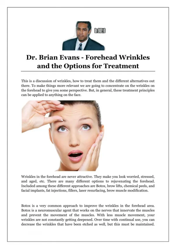 Dr. Brian Evans - Forehead Wrinkles and the Options for Treatment