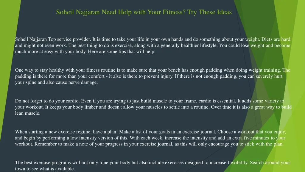 soheil najjaran need help with your fitness try these ideas