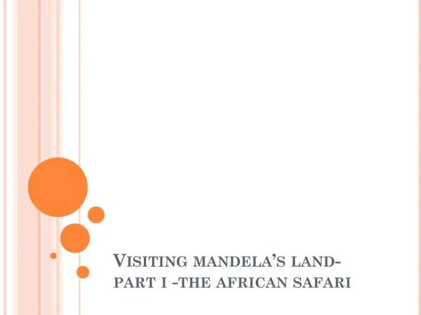 Ron Virmani - Visiting mandela’s land part i the african safari