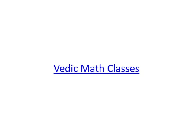 Benefits of Vedic Mathematics