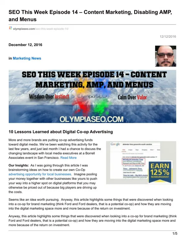 SEO This Week Episode 14 – Content Marketing, Disabling AMP, and Menus