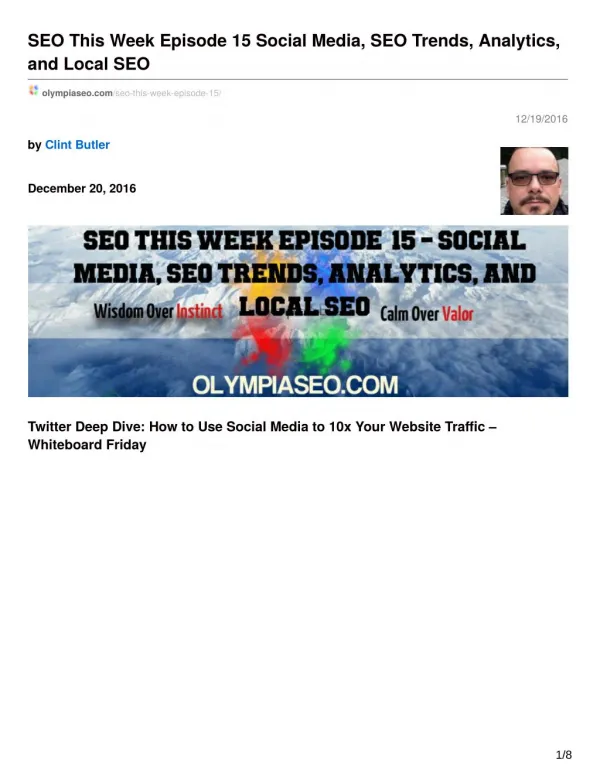 SEO This Week EP15 - Social Media, SEO Trends, Analytics, and Local SEO