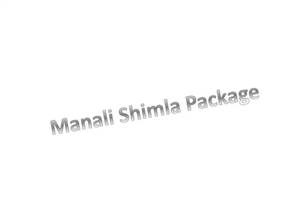 Manali Shimla Package