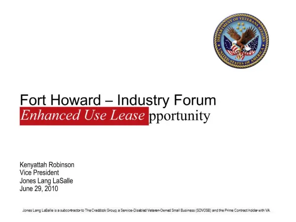 Fort Howard Industry Forum Opportunity