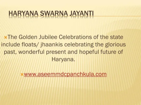 Panchkula Stories - Aseem - Haryana Swarna Jayanti