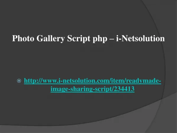 Photo Gallery Script php – i-Netsolution