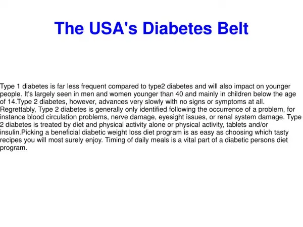The USA's Diabetes Belt