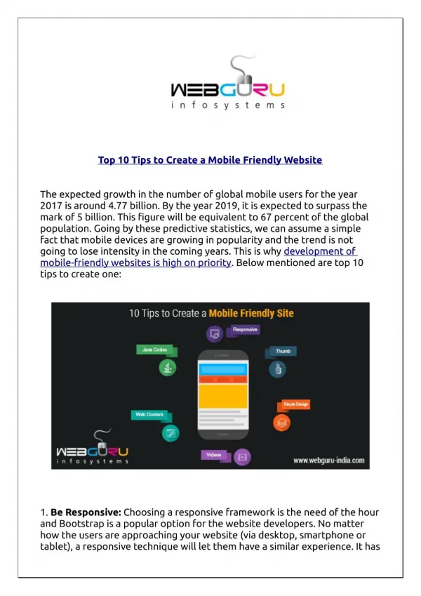 Top 10 Tips to Create a Mobile Friendly Website