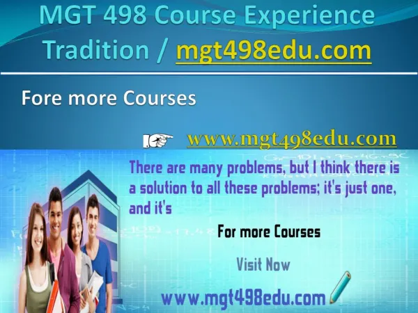 MGT 498 Course Experience Tradition / mgt498edu.com