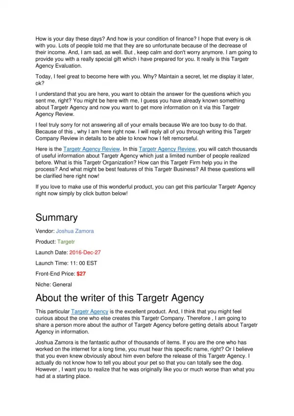 Targetr Agency Review - How earn more than $10000 in 14 days?