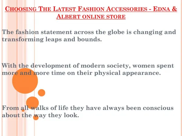 Latest Fashion Accessories By Edna & Albert online store