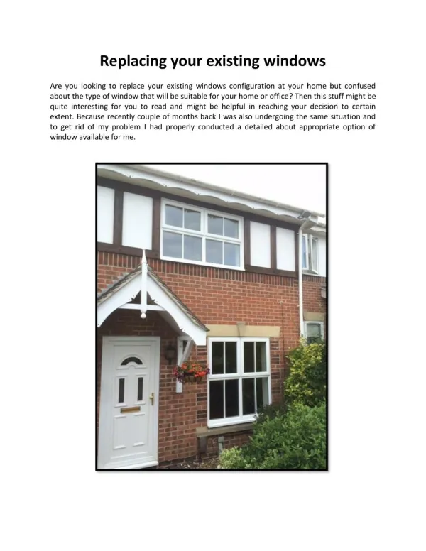 Replacing your existing windows
