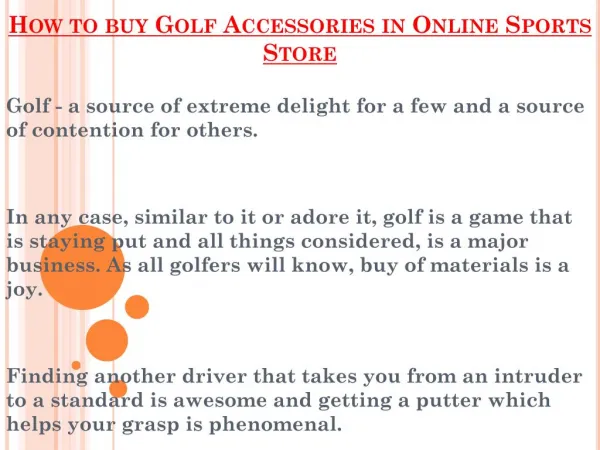 Buy Golf Accessories At Online Sports Store